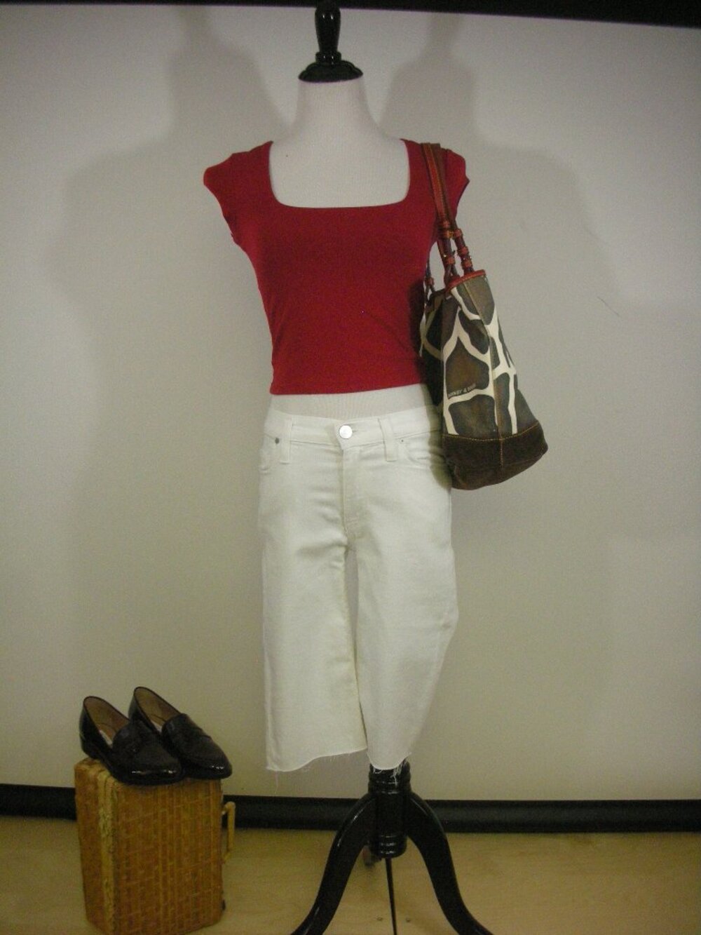 Garage Red Square Neck Crop Top Stretch Fitted Baby‎ Tee Y2K Size Small